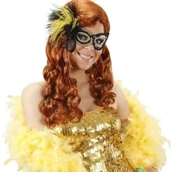 Oogmasker Tijger Met Roos, Glimmende Stenen En Veren -Cosplaykostuum Winkel 1791t c 1