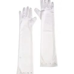 Ms Classy Lips Glamourgirl Handschoenen Satijn, Kind Wit