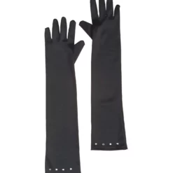 Ms Classy Lips Glamourgirl Handschoenen Satijn, Kind Zwart