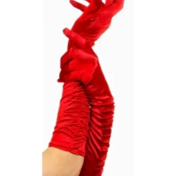 Lange Rode Handschoenen Verleidster Vrouw