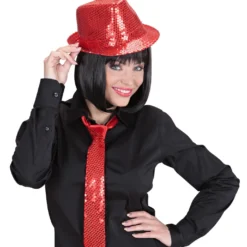 Disco Deukhoed Pailletten Rood -Cosplaykostuum Winkel 9068h d 1