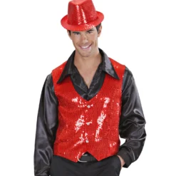 Disco Deukhoed Pailletten Rood -Cosplaykostuum Winkel 9068h e 1