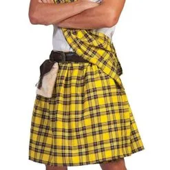 Gele Schotse Highlander Tartan Man Kostuum