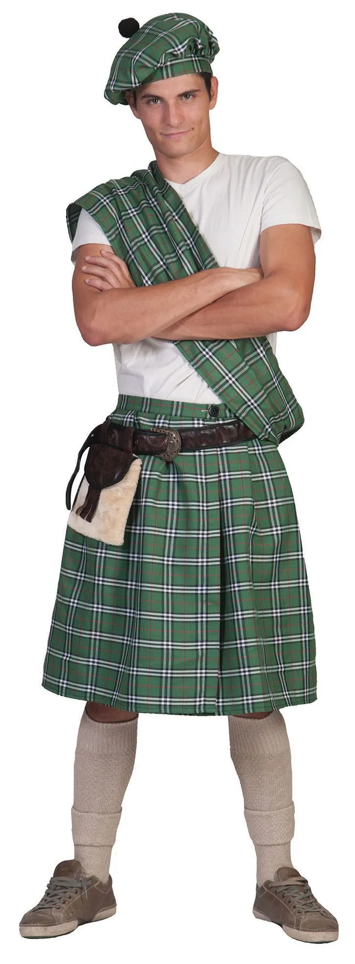 Groene Schotse Highlander Tartan Man Kostuum 1 Groene Schotse Highlander Tartan Man Kostuum