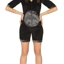 Zwarte Kat Korte Jumpsuit Vrouw Kostuum