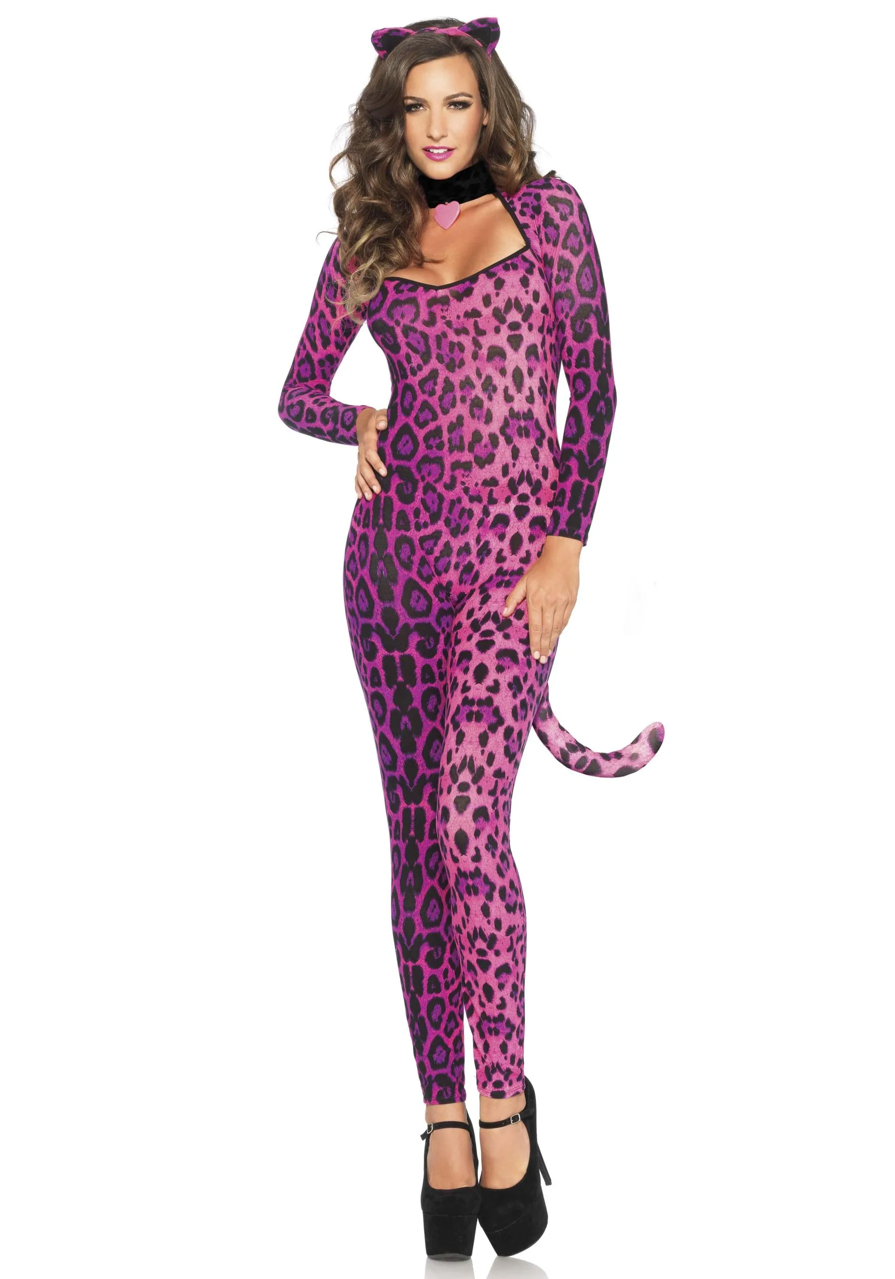 Roze Spannende Panter Catsuit Vrouw Kostuum 3 Roze Spannende Panter Catsuit Vrouw Kostuum - Afbeelding 3
