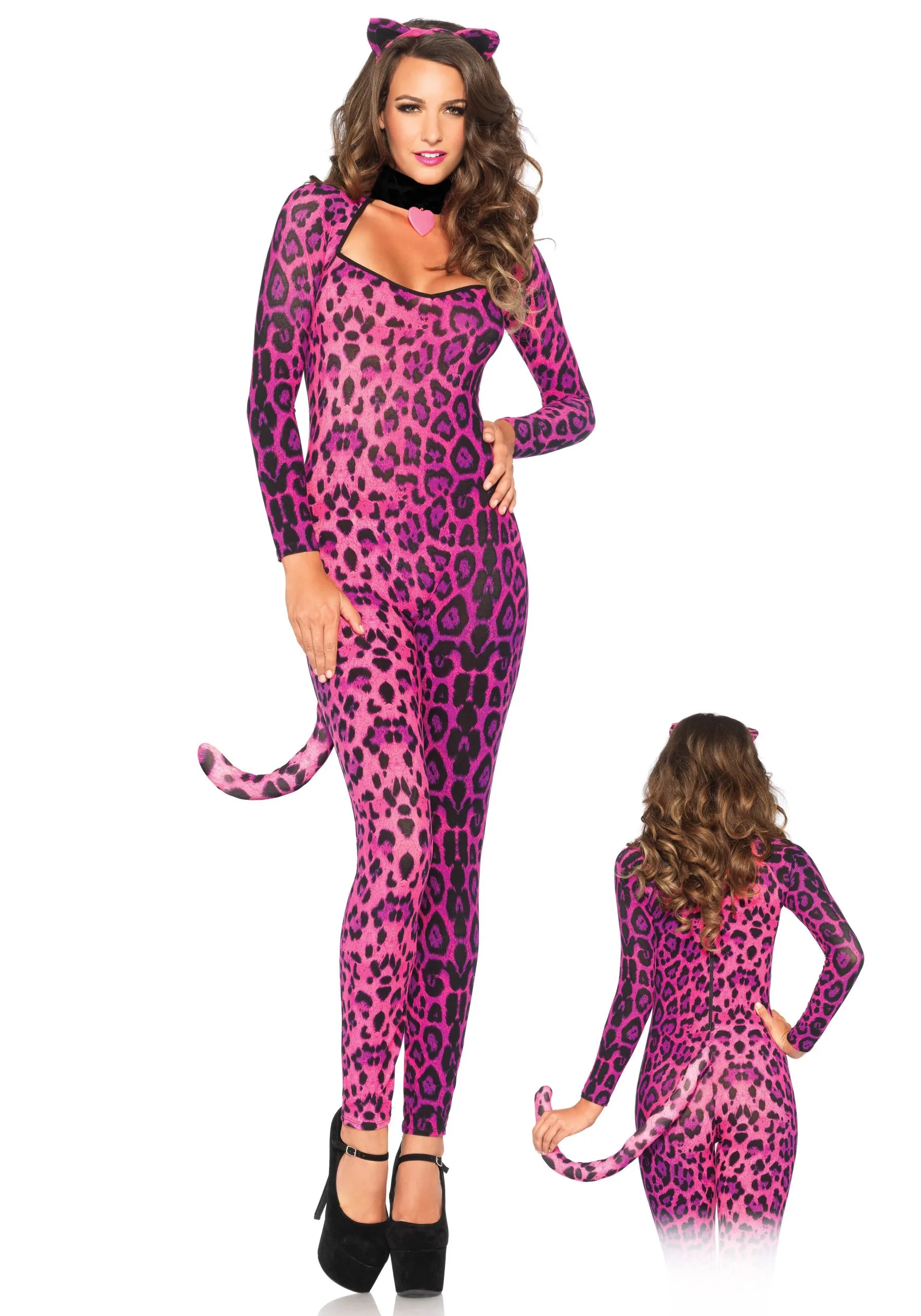 Roze Spannende Panter Catsuit Vrouw Kostuum 7 Roze Spannende Panter Catsuit Vrouw Kostuum - Afbeelding 7