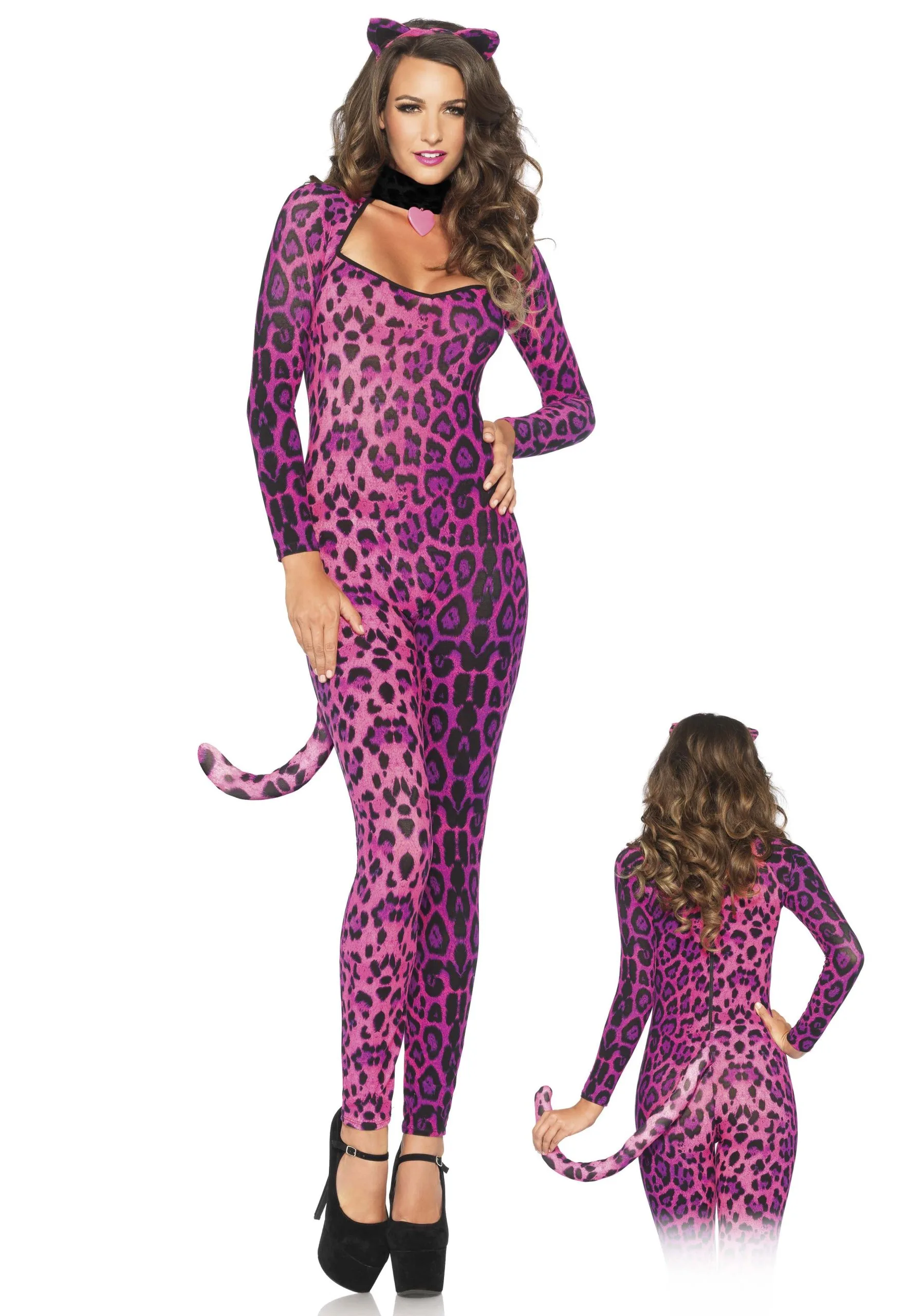 Roze Spannende Panter Catsuit Vrouw Kostuum 9 Roze Spannende Panter Catsuit Vrouw Kostuum - Afbeelding 9