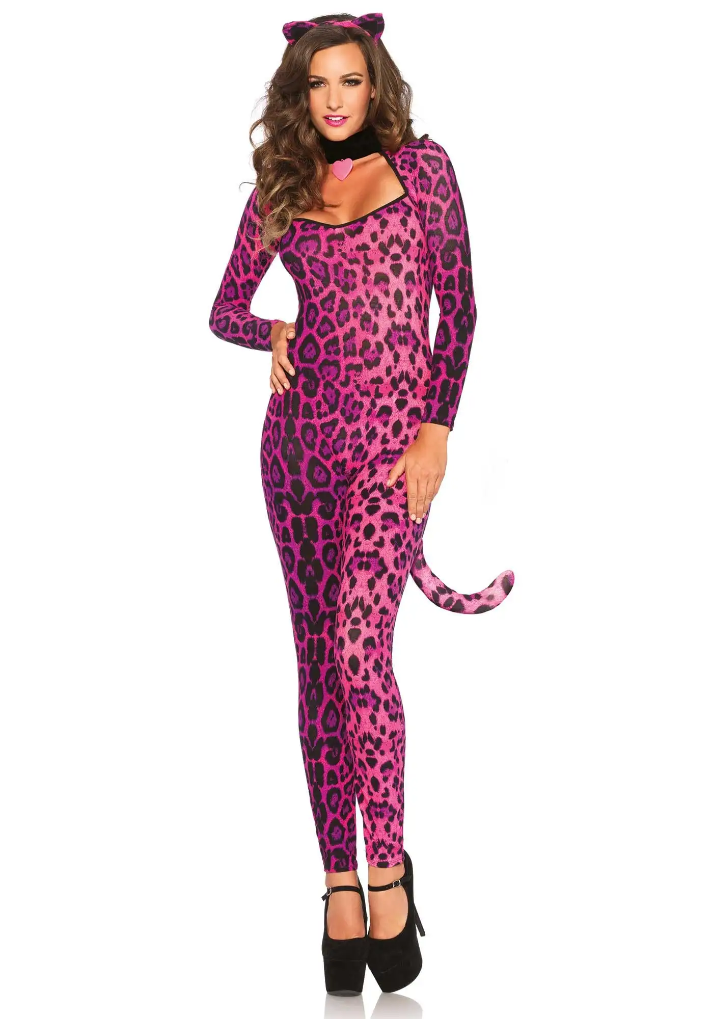 Roze Spannende Panter Catsuit Vrouw Kostuum 10 Roze Spannende Panter Catsuit Vrouw Kostuum - Afbeelding 10