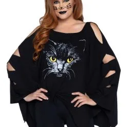Zwarte Kat Brengt Geen Pech Poncho En Oren Vrouw Kostuum
