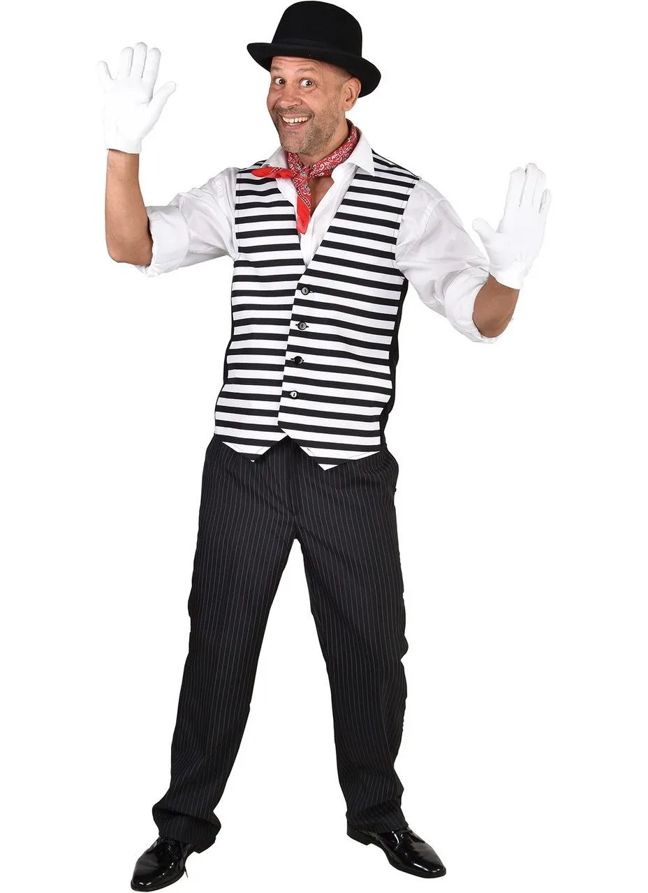 Zwart Wit Gestreepte Gilet Man 2 Zwart Wit Gestreepte Gilet Man - Afbeelding 2