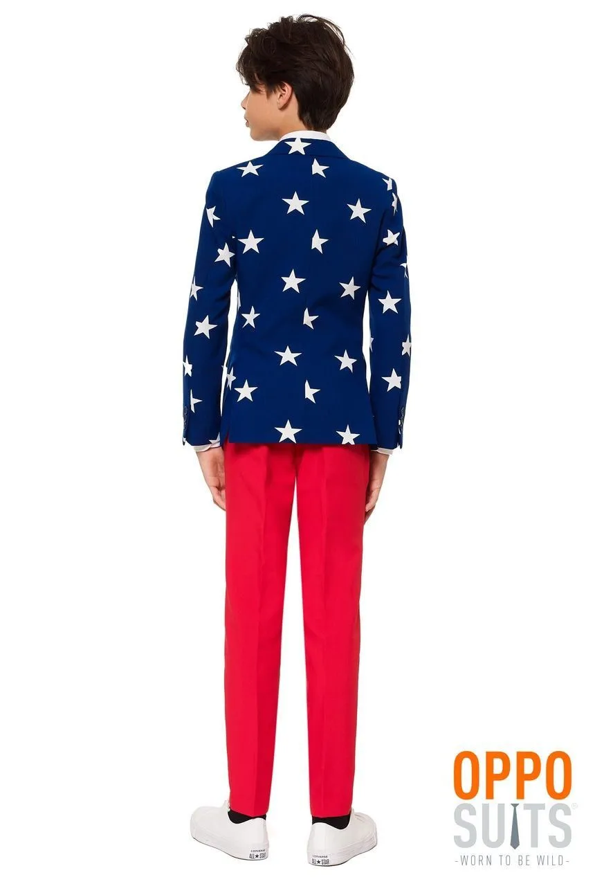 Stars & Stripes USA Tiener Jongen Kostuum 2 Stars & Stripes USA Tiener Jongen Kostuum - Afbeelding 2