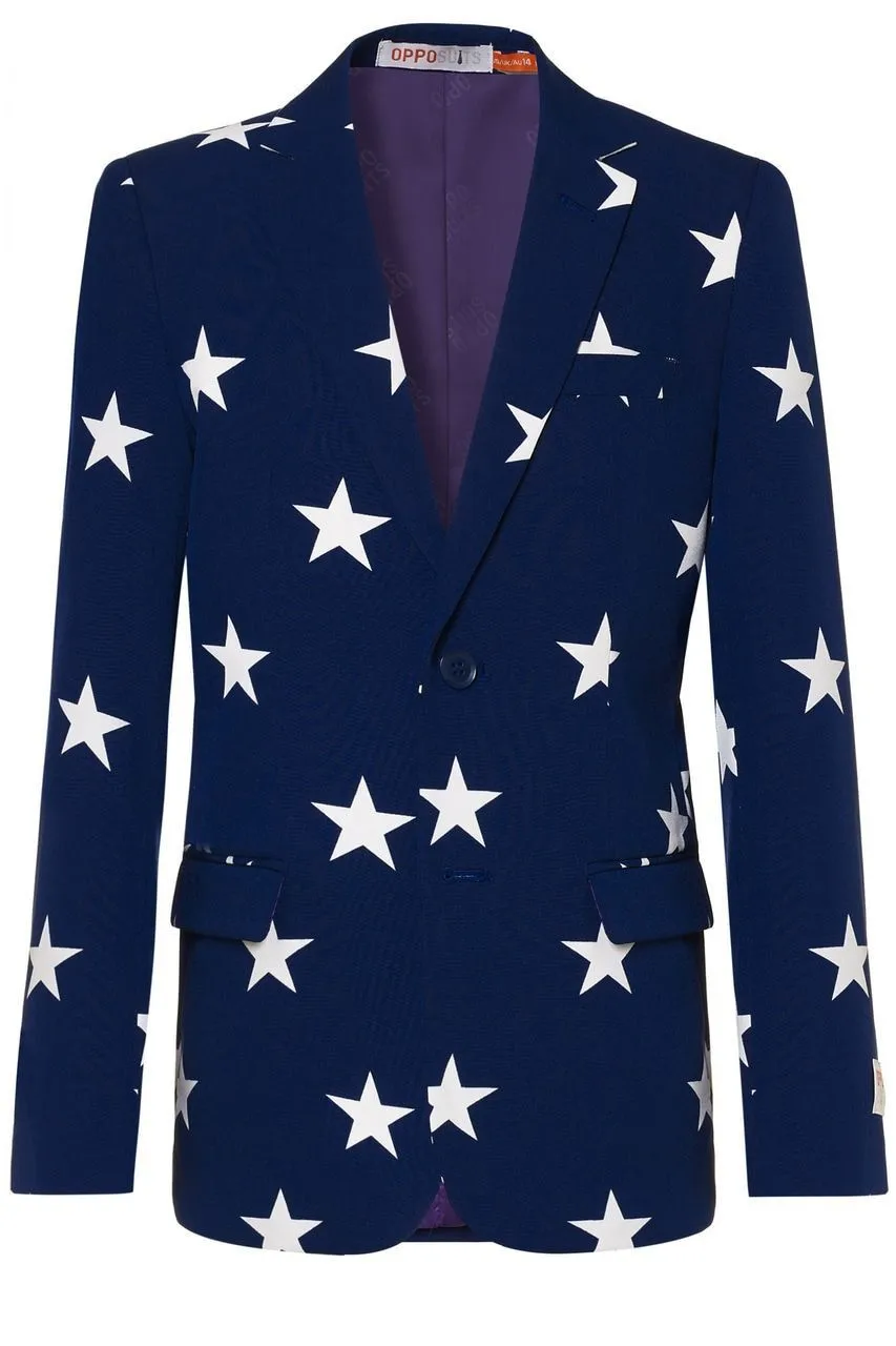 Stars & Stripes USA Tiener Jongen Kostuum 3 Stars & Stripes USA Tiener Jongen Kostuum - Afbeelding 3