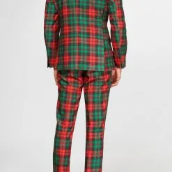 Trendy Tartan Kerst Kleuren Man Kostuum -Cosplaykostuum Winkel osui 0098 10 14