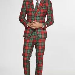 Trendy Tartan Kerst Kleuren Man Kostuum -Cosplaykostuum Winkel osui 0098 6 14