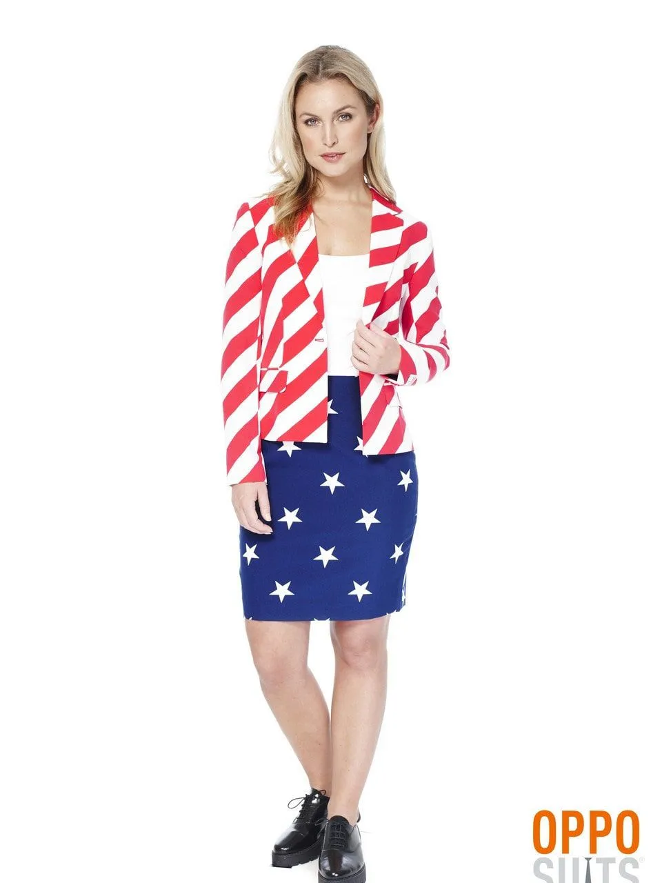 USA American Woman Opposuit Vrouw Kostuum 1 USA American Woman Opposuit Vrouw Kostuum