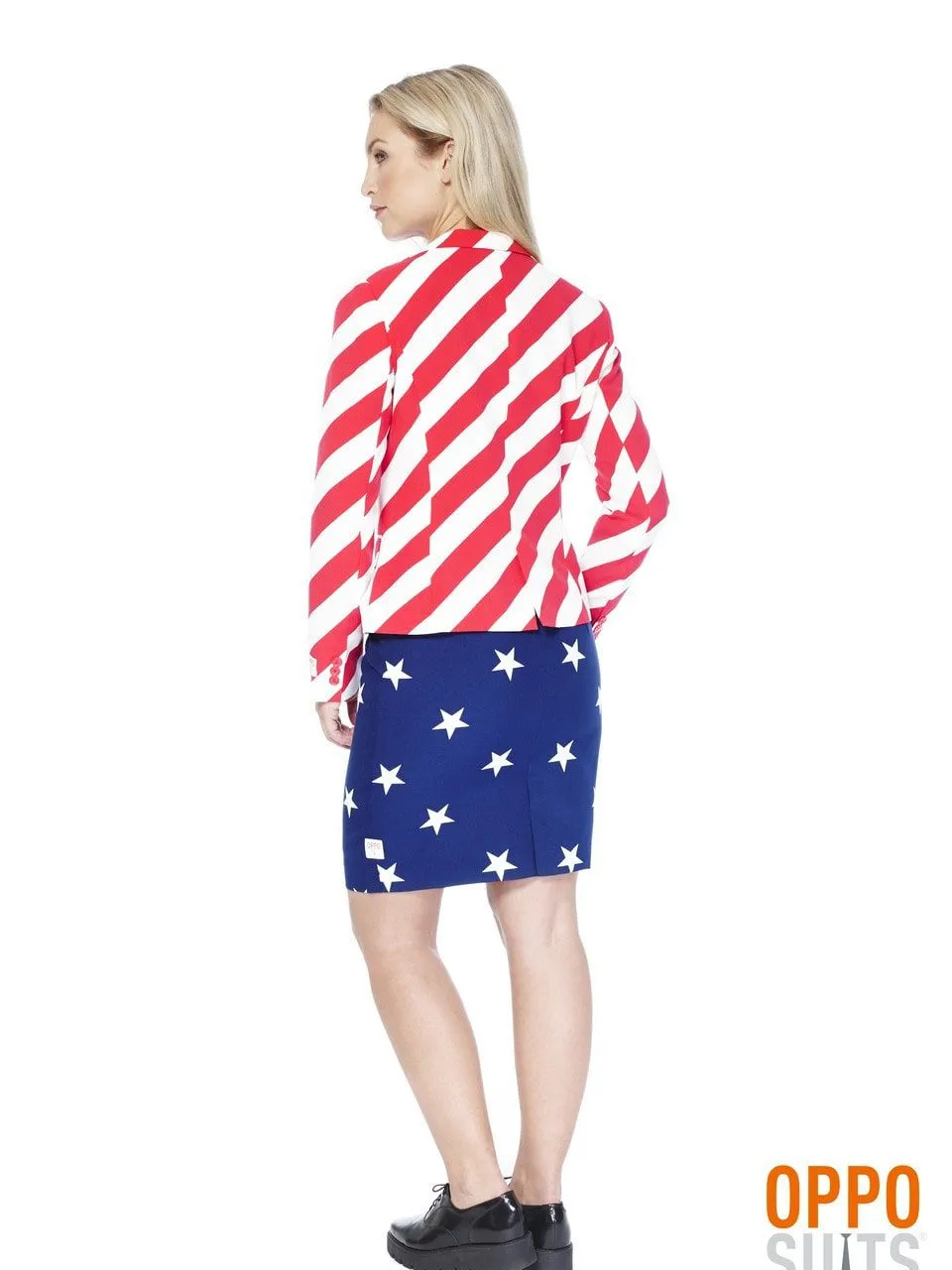 USA American Woman Opposuit Vrouw Kostuum 4 USA American Woman Opposuit Vrouw Kostuum - Afbeelding 4