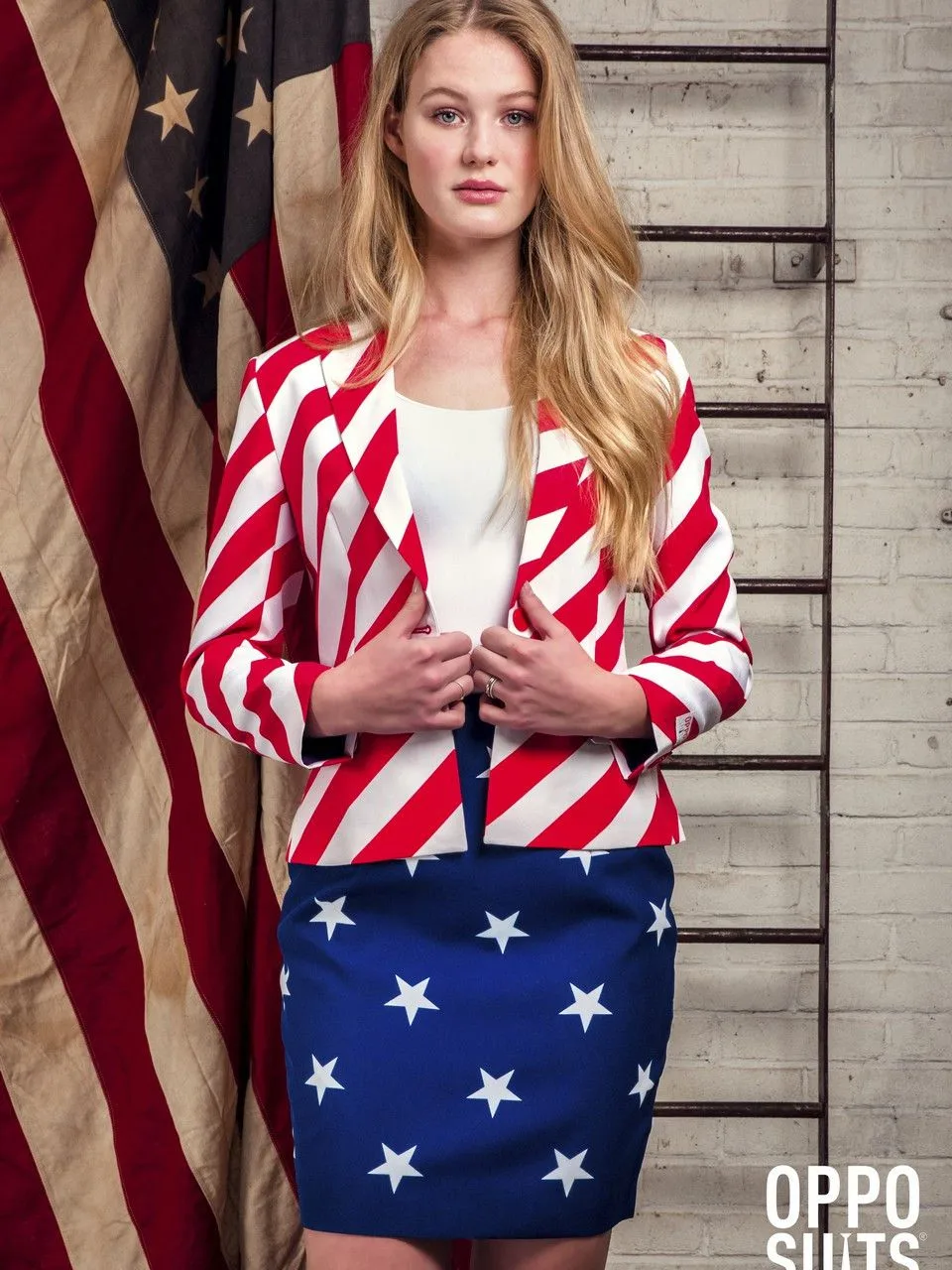 USA American Woman Opposuit Vrouw Kostuum 5 USA American Woman Opposuit Vrouw Kostuum - Afbeelding 5