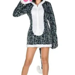 Speelse Grijze Poes Met Zachte Poten Vrouw Kostuum