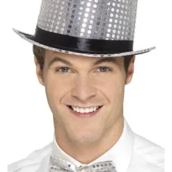 Hoge Show Hoed Pailletten Zilver