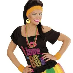 Atletische 80s Zweetband Set Neon Oranje -Cosplaykostuum Winkel wdm1014 05834 c 7