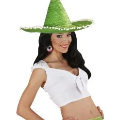 Sombrero 50cm, Groen Met Pom Poms -Cosplaykostuum Winkel wdm1014 1430i b 4