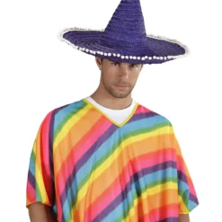 Sombrero 50cm, Blauw / Paars Met Pom Poms -Cosplaykostuum Winkel wdm1014 1432k c 4