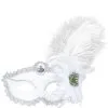 Oogmasker Wit Met Roos En Veren