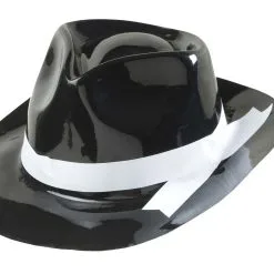 Pvc Gangsterhoed Met Witte Band -Cosplaykostuum Winkel wdm1014 2864g b 3