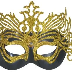 Oogmasker, Carnaval Zwart Met Goud Opgezet