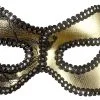 Oogmasker, Zwart / Goud Met Kant Op Ogen