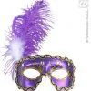 Oogmasker, Paars Met 4 Diamanten En Veren