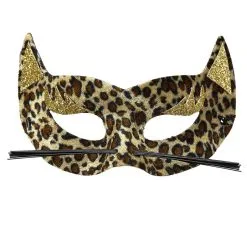Sexy Oogmasker Fluweel Luipaard Met Gouden Glitters