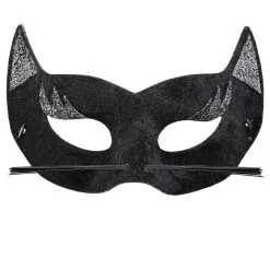 Sexy Oogmasker Fluweel Zwarte Panter Met Glitters