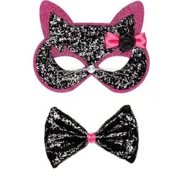 Kitty Cat Oogmasker Kat Met Strikje Zwart / Roze