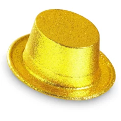 Showmaster Glitter Hoge Hoed, Goud