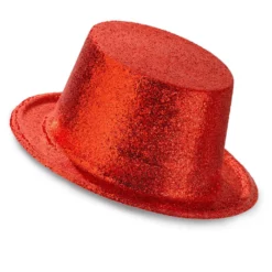 Showmaster Glitter Hoge Hoed, Rood