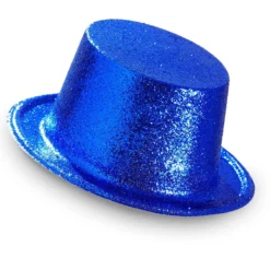 Showmaster Glitter Hoge Hoed, Blauw