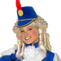 Blauwe Majorette Hoed Met Rode Veer