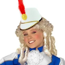 Witte Majorette Hoed Met Rode Veer