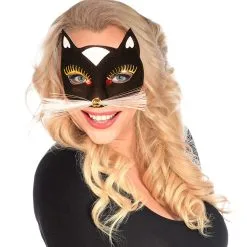 Oogmasker Kat Met Snorharen, Zwart