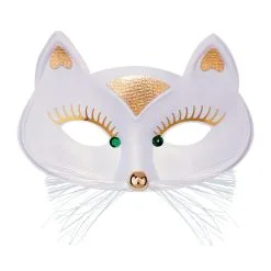 Oogmasker Kat Met Snorharen, Wit -Cosplaykostuum Winkel wdm 2021 64642 2