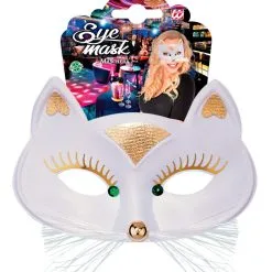 Oogmasker Kat Met Snorharen, Wit -Cosplaykostuum Winkel wdm 2021 64642 3