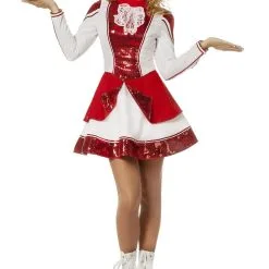 Fancy Rood Witte Dansmarieke Kort Dameskostuum Vrouw Kostuum