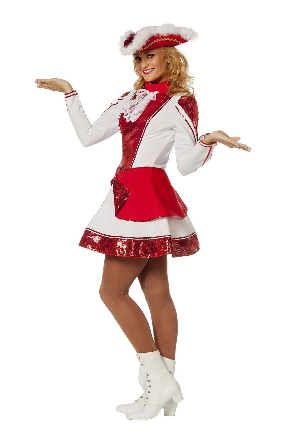 Fancy Rood Witte Dansmarieke Kort Dameskostuum Vrouw Kostuum 2 Fancy Rood Witte Dansmarieke Kort Dameskostuum Vrouw Kostuum - Afbeelding 2